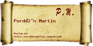 Pordán Martin névjegykártya